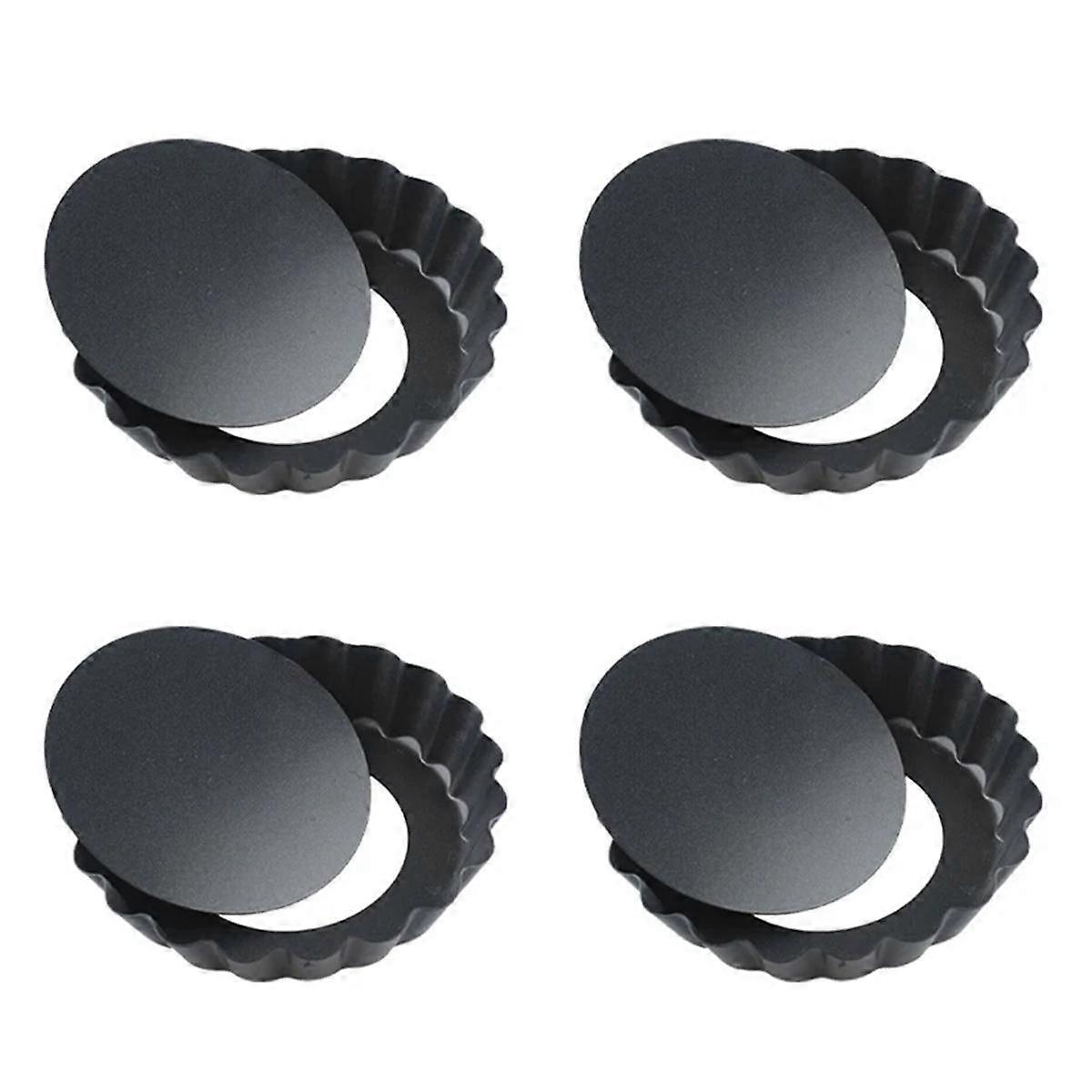 4Pcs 4In/10cm Mini Pie Muffin Cupcake Pans Non-Stick Tart Quiche Flan Pan Mold Removable Loose Bott
