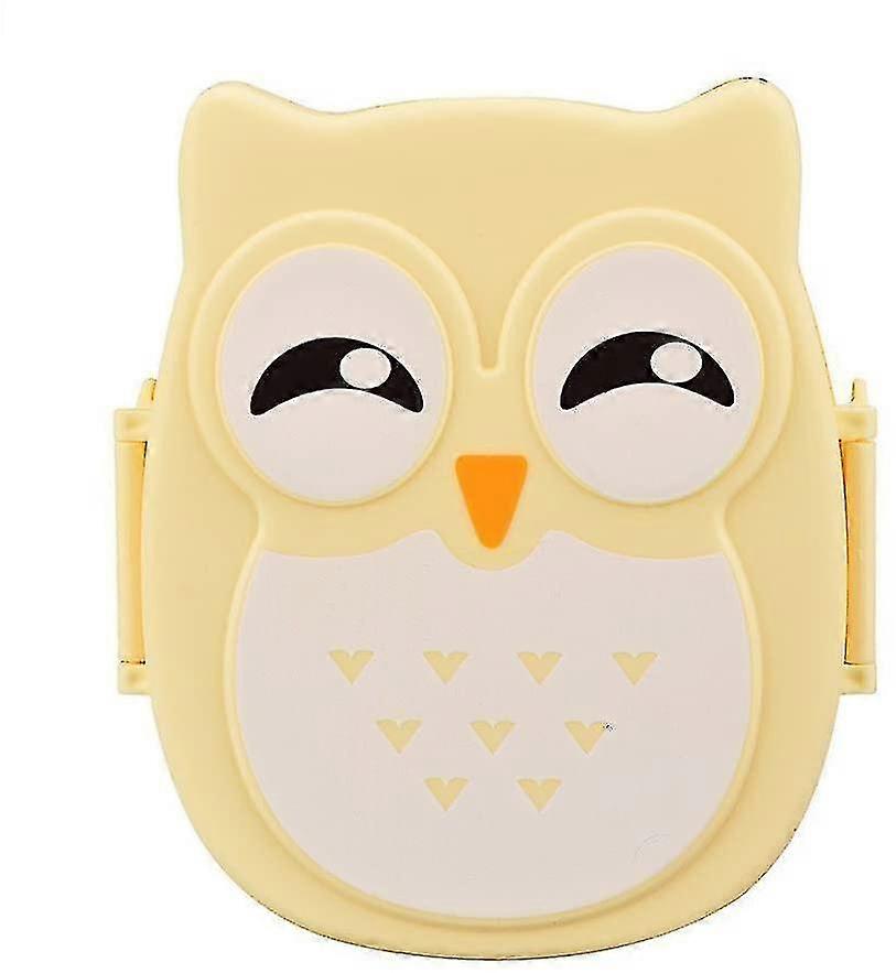 Portable Rectangular Lunch Box With Cute Owl Design Leakproof Food Container For