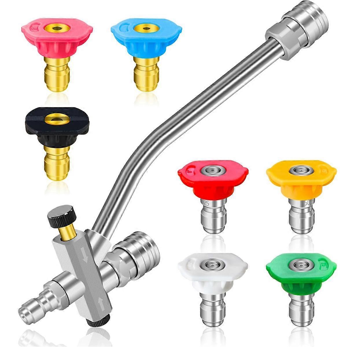 Pressure Washer Dual-Connector Tool with 7 Pressure Washer Nozzle Tips, 1/4 Quick Connect Switch Do