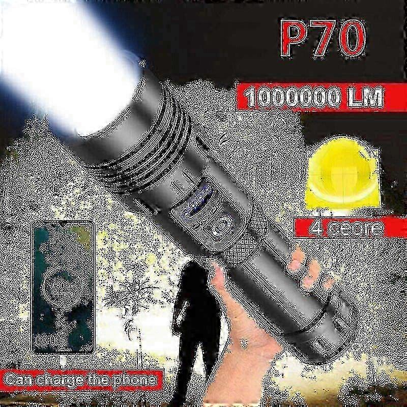 1000000 Lumens Super Bright LED Tactical Flashlight Rechargeable LED Work Light