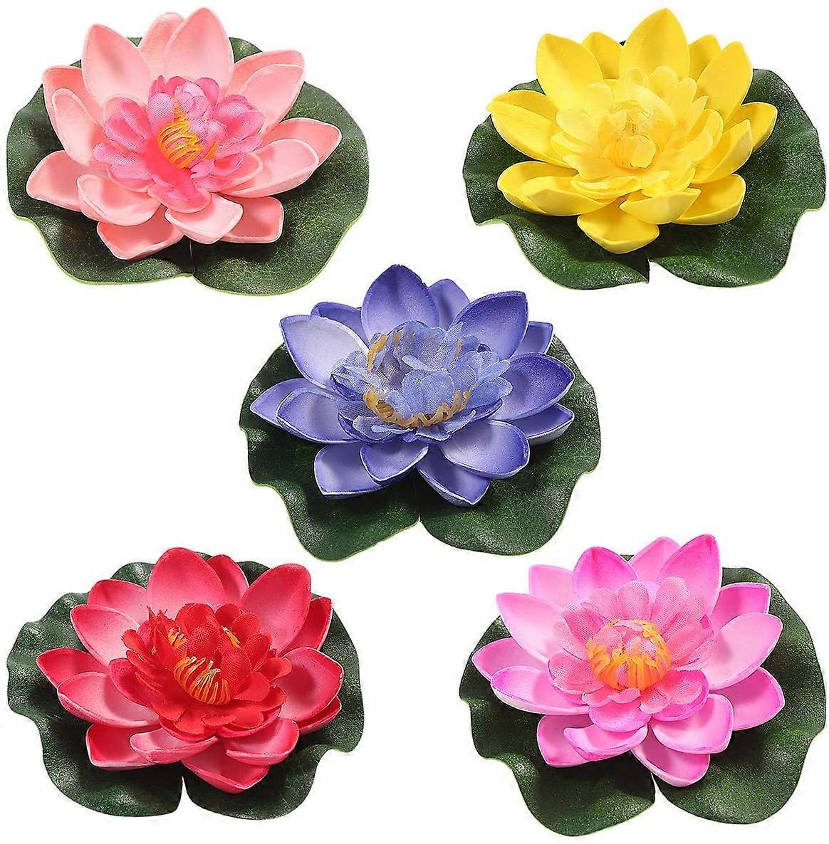 5 adet Yapay Nilüfer Yüzen Lotus Çiçek Göleti Ev Düğün Dekor 10cm