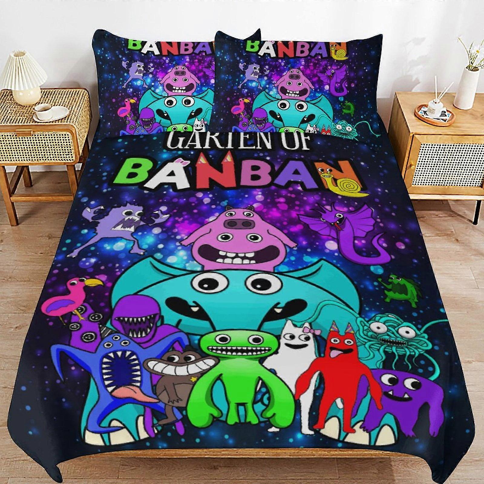 סט מצעים SX254 סט מצעים Garden Of Banban כיסוי שמיכה נוח וקל משקל מצעים מצוירים 3 חלקים (כיסוי שמיכה אחד ו-2 ציפיות) AC254