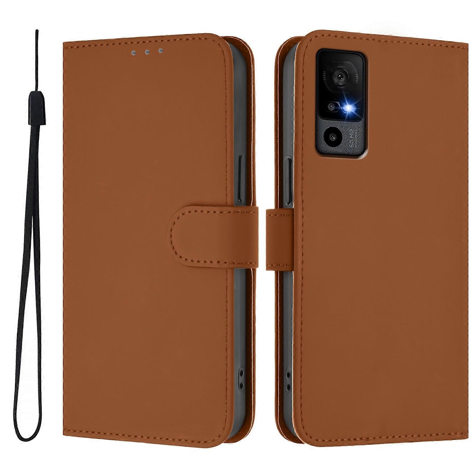 Solid Color PU Case For TCL 40 R 5G