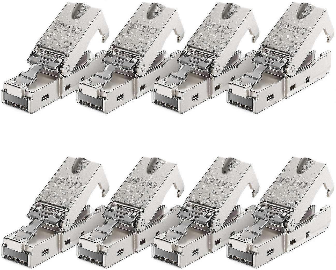 8x Cat 6a Rj45 Network Socket Tool-free With Lsa Connection For Rigid Installation Cable Shielded Lan Cable 10gbit/s Cat6a Metal Housing