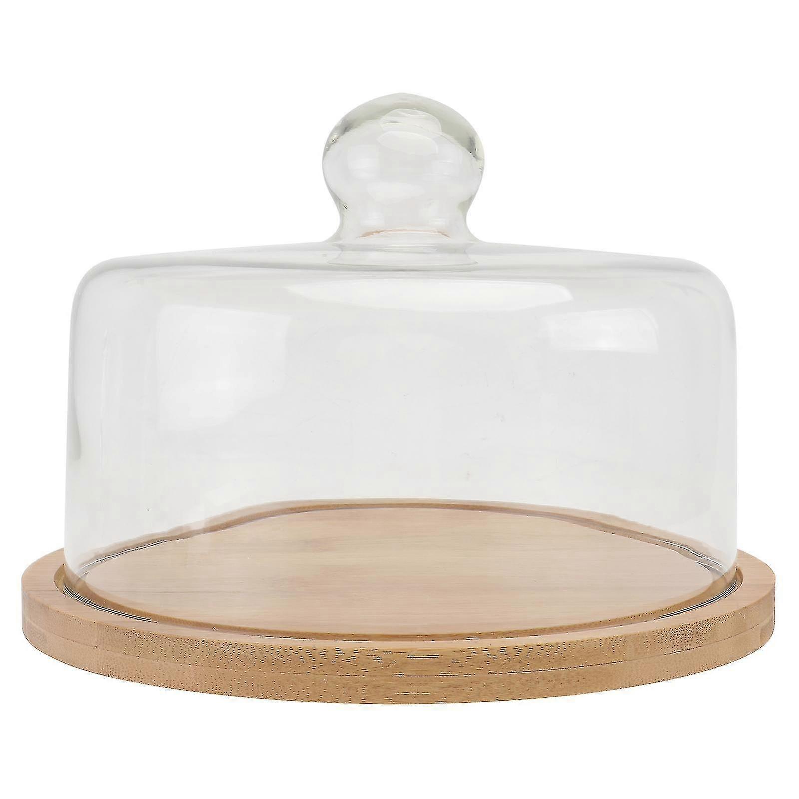 1セット回転ケーキガラスカバートレイセットダストプルーフ食品カバーケーキプレートキット