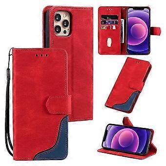 Case cover For Iphone 11 Pro Threecolor Stitching Calf Texture Horizontal Flip Leather Case With Holder & Card Slots & Wallet (red)