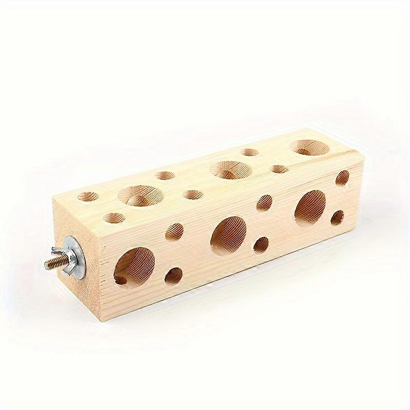 Large Wooden Parrot Peg Stand with Puzzle Cube Toy - Durable, Bite Resistant, and Easy to Clean - Perfect for Cage Accessory and Pet Gnawing & Feeding