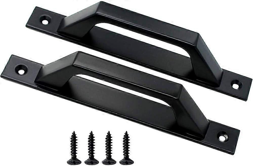 20cm Wooden Handle Barn Door Pull Sliding Door Handle Carbon Steel Door Handle (D Black)