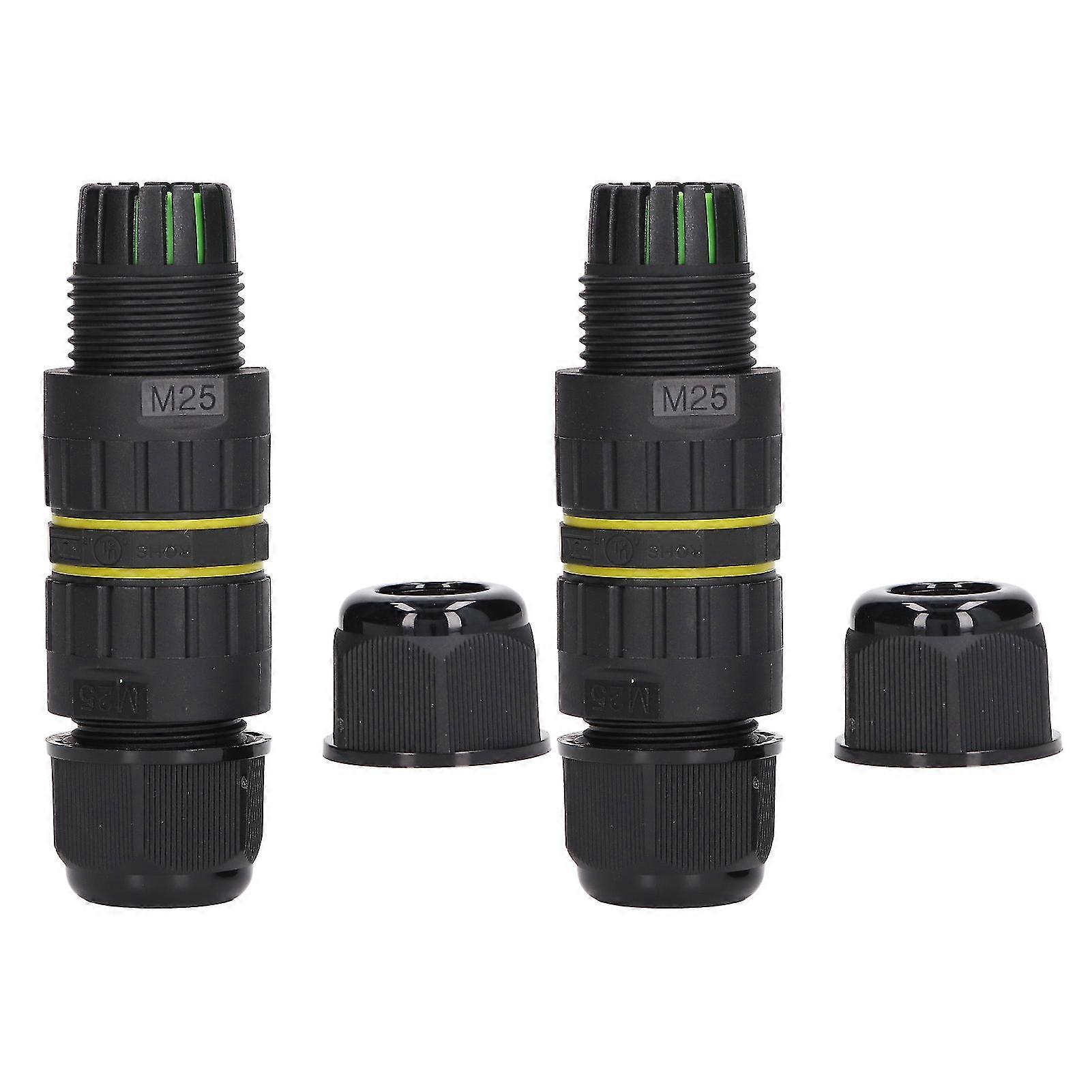 2PCS Garden M25 4 Core IP68 Waterproof Electrical Power Cable Junction Box - 10?14mm