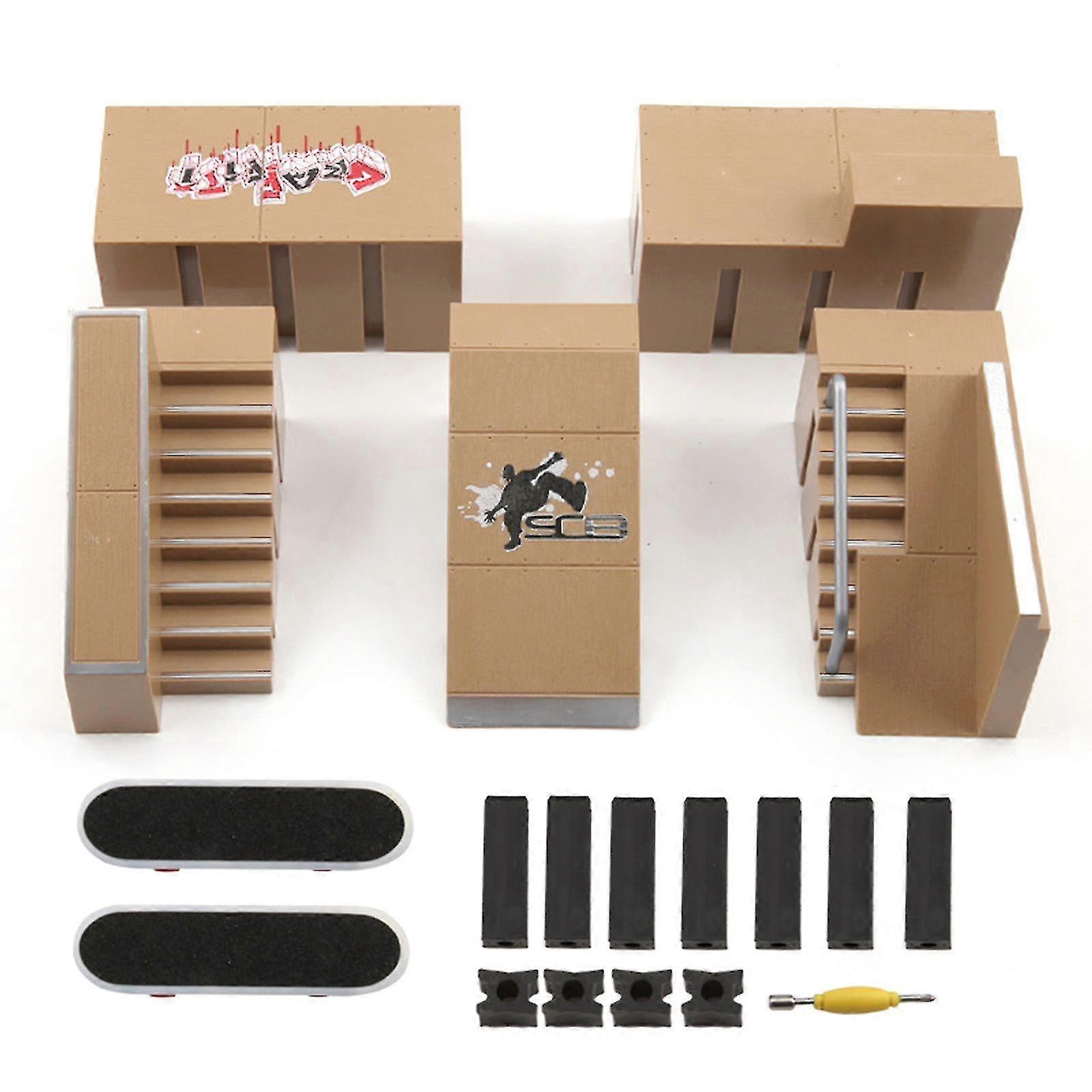 Monopatin de dedo, piezas de rampa de parque de patín para plataforma de práctica técnica, juego de regalo para niños, juguet con diapasón Monopatin de dedo, piezas de rampa de parque de patín para plataforma de práctica técnica, juego de regalo para niños, juguet con diapasón