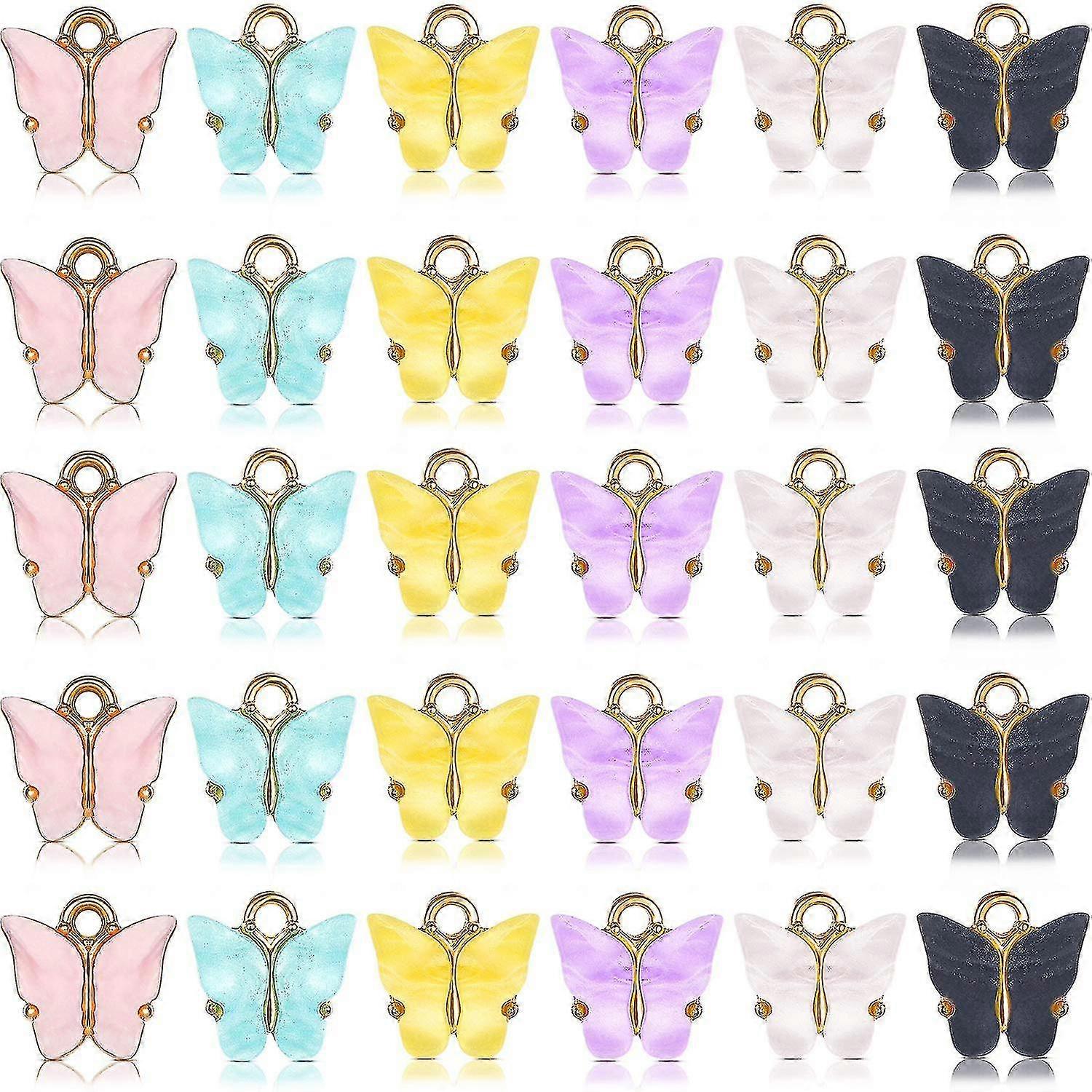 8pcs Butterfly Charms Acrylique Butterfly Pendentif Bracelet Butterfly Pendentif Charmes Pour Bijoux Artisanat Accessoire Rose