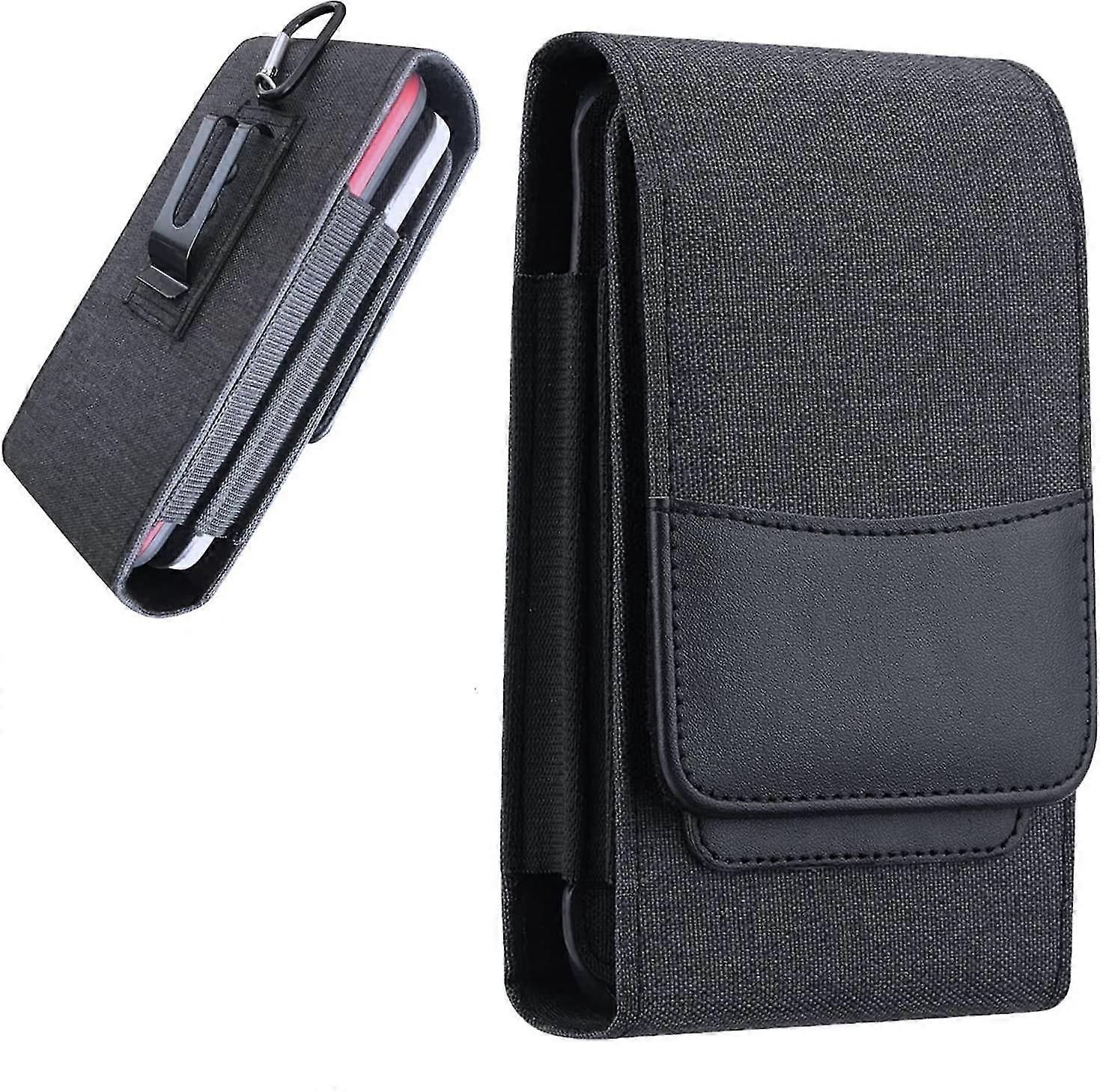 Bolsa de coldre de nylon duplo com cinto, bolsa de cintura para celulares com menos de 7,5 polegadas