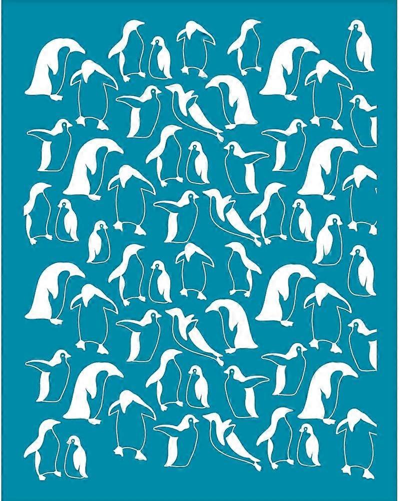 4x5 Inch Clay Stencils Penguin Pattern Silk Screen for Polymer Clay Penguin Silk Screen Stencils Mesh Transfer Stencils Animal Theme Mesh Stencil for