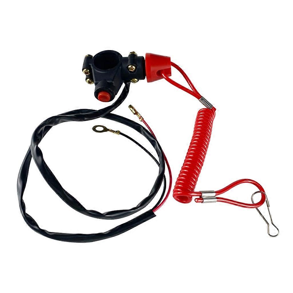 Motorcycle Lawn Mower Emergency Engine Kill Stop Switch with Tether Lanyard Cord