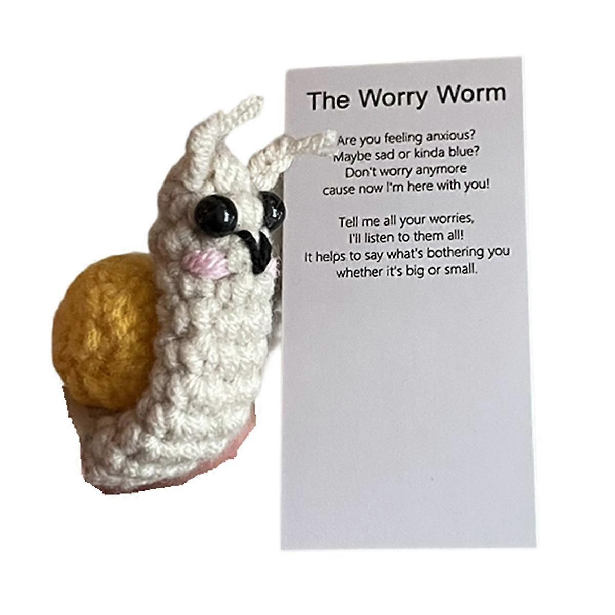Handgemachtes Sorgenwurm-Geschenk zur emotionalen Unterstützung, Gehäkelter Sorgenwurm, inspirierende Sorgen, süßes gestricktes Geschenk E