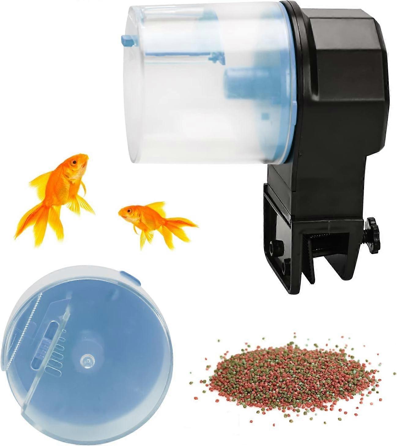 Automatic fish feeder 100/210 ml (blue), fish food dispenser Aquarium automatic timer with two feeding boxes for holiday getaways weekends