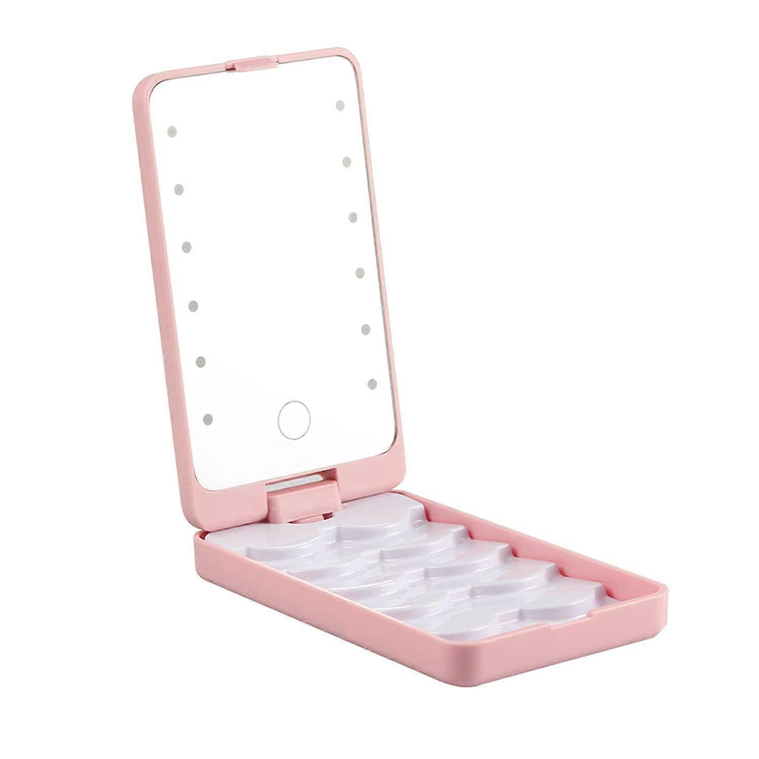 Eyelash Curler Box, False Eyelash Container Storage Box with LED Light Empty Eyelash Storage Box