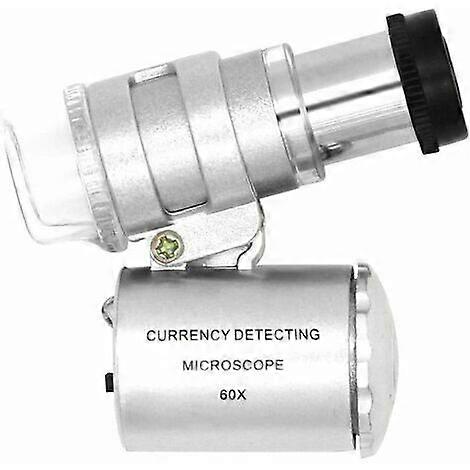 Adjustable 60X Mini LED Pocket Microscope Magnifier with Currency Detection Magnifier