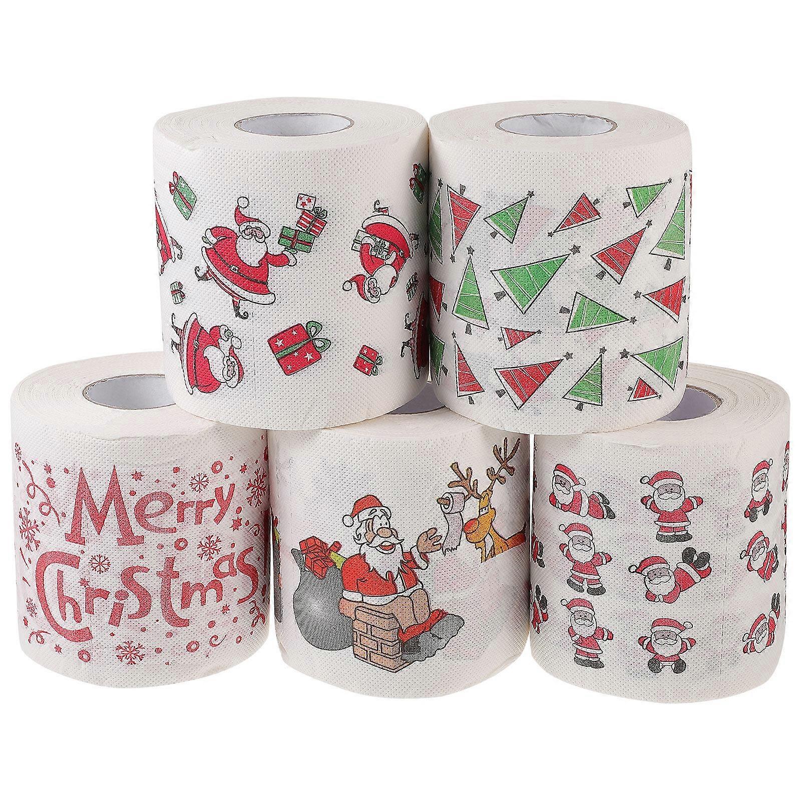 5 rouleaux de serviettes jetables en papier de soie, serviettes créatives, papier toilette de Noël