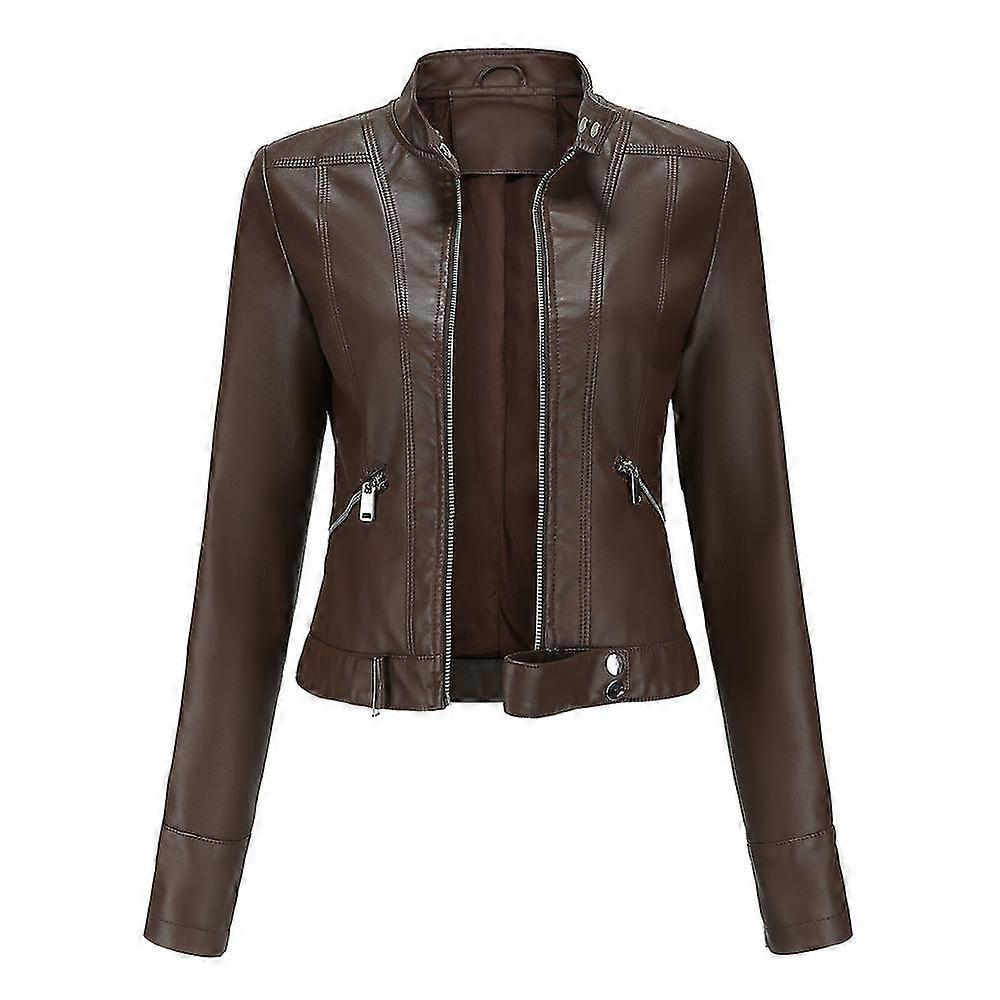 Veste en cuir pour femmes casual zipper regular-fit