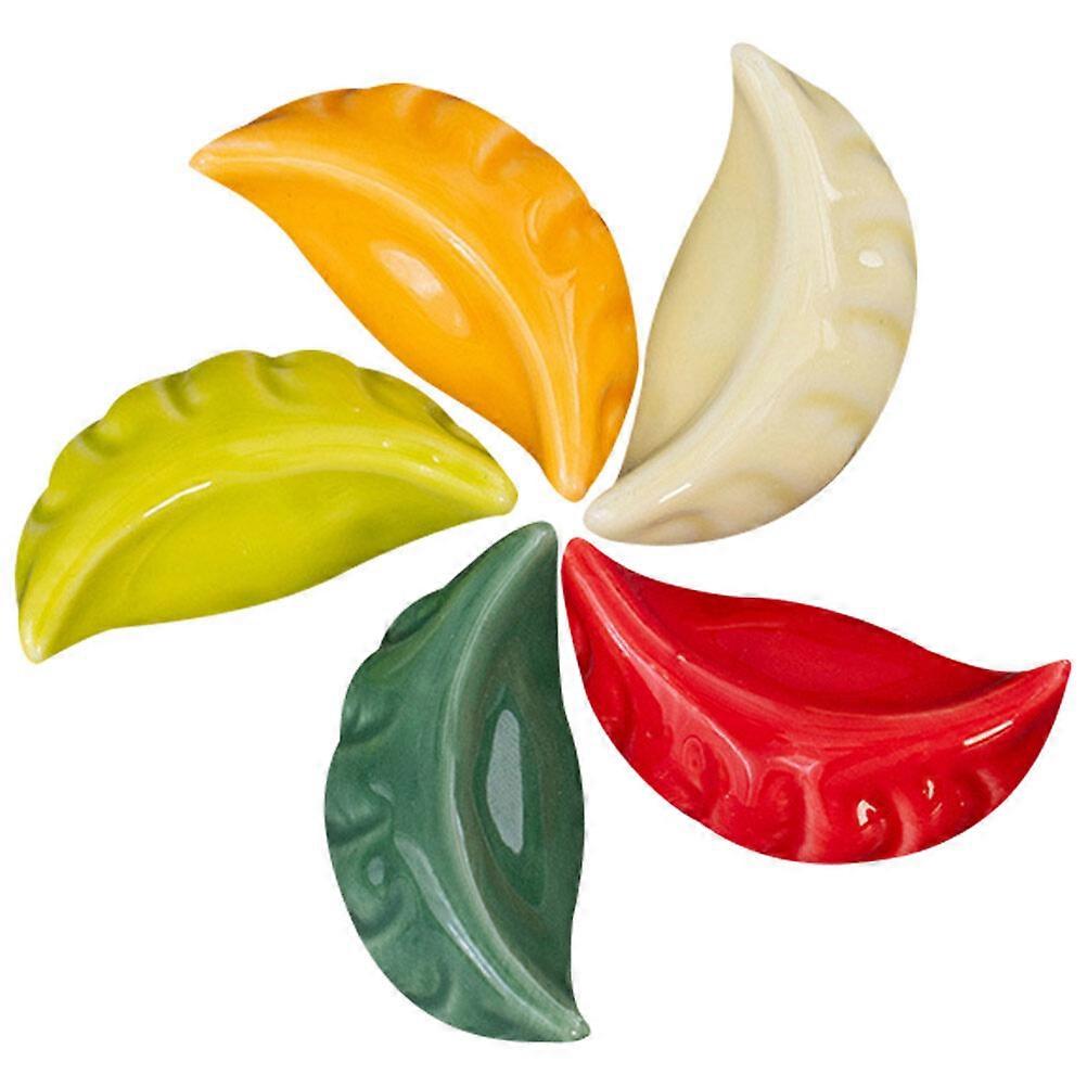 5pcs Ceramic Chopsticks Holders Dumpling Shaped Chopstick Stand Spoon Rest Spoon Holder