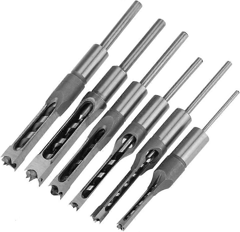 Square Hole Drill Bits, Steel Hollow Chisel Woodworking Tools Set, 1/4 5/16 3/8 1/2 9/16 5/8