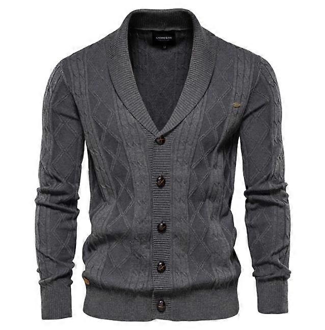 Suéteres de Cardigan com Gola Xale para Homens Suéter de Malha com Botões
