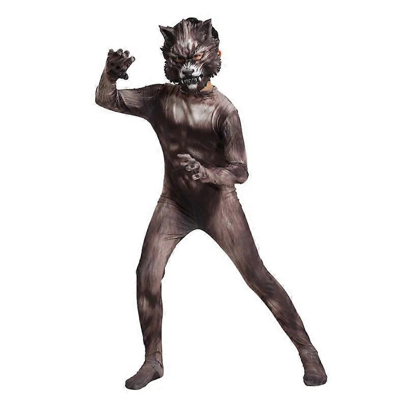 بالذئب تأثيري زي بذلة 3D قناع بدلة bodysuit كرنفال عيد ميلاد حزب الملابس الذئب زي للأطفال الكبار