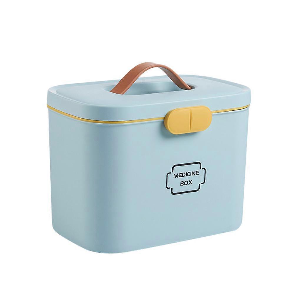 First Aid Container Box Pill Storage Case Family Emergency Kit Medicine Storage Organizer with Handle (Blue)