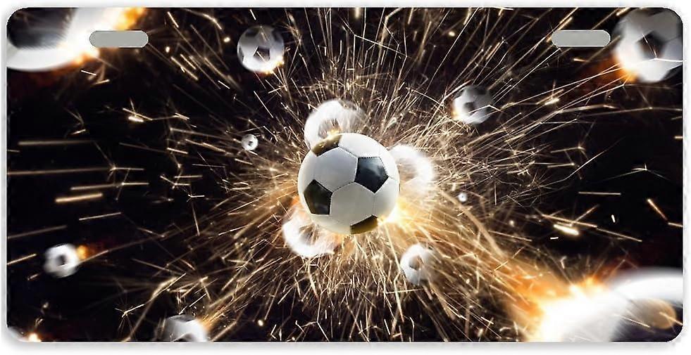 Futebol com faísca Tampa de placa de carro de metal com 2 furos 11,8 x 6,1 polegadas