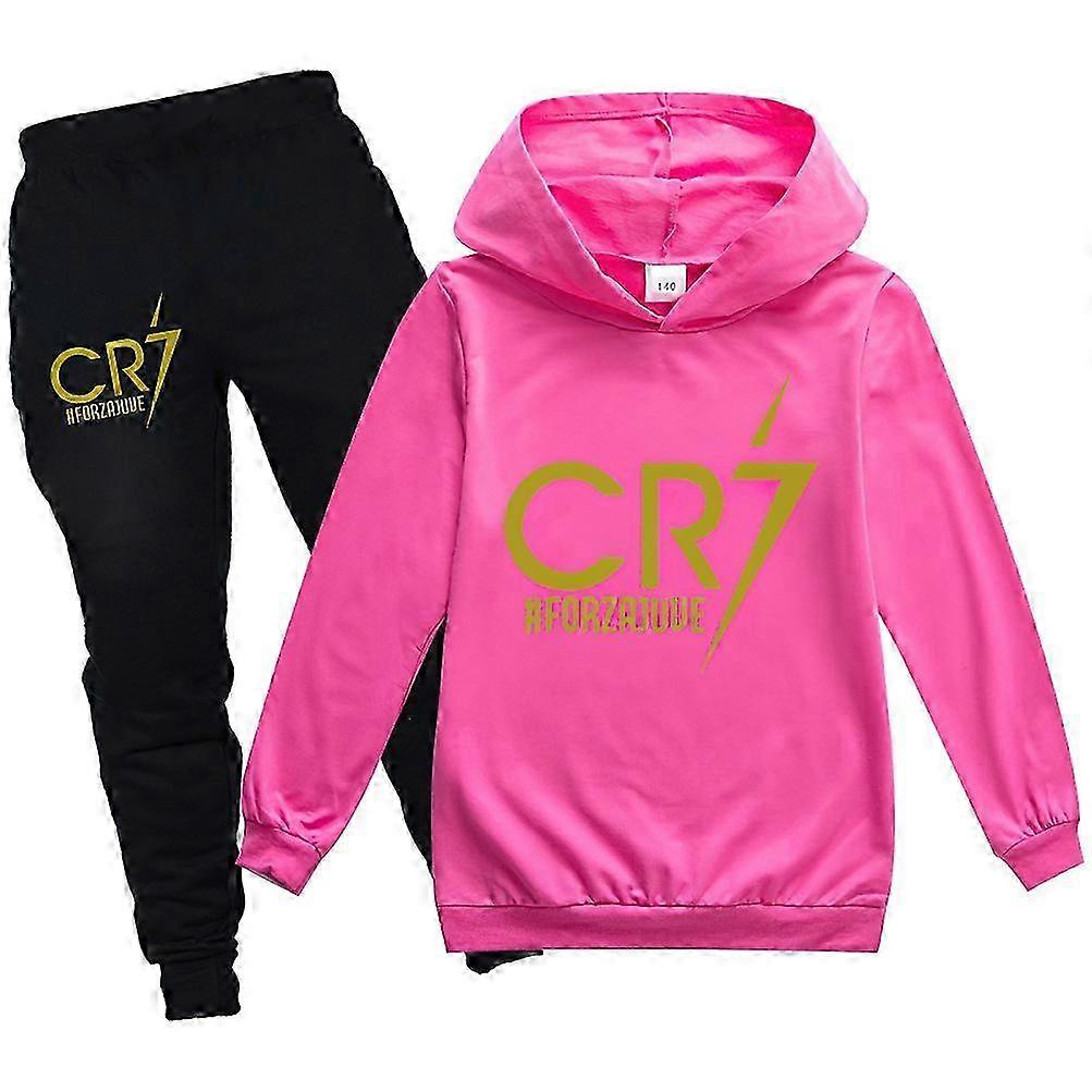 2 Pz Cristiano Felpa Con Cappuccio No.7 Calcio Felpa Con Cappuccio E Pantaloni Set Ragazze Ragazzi Felpa Con Cappuccio Pulr Tops Bambini Tee