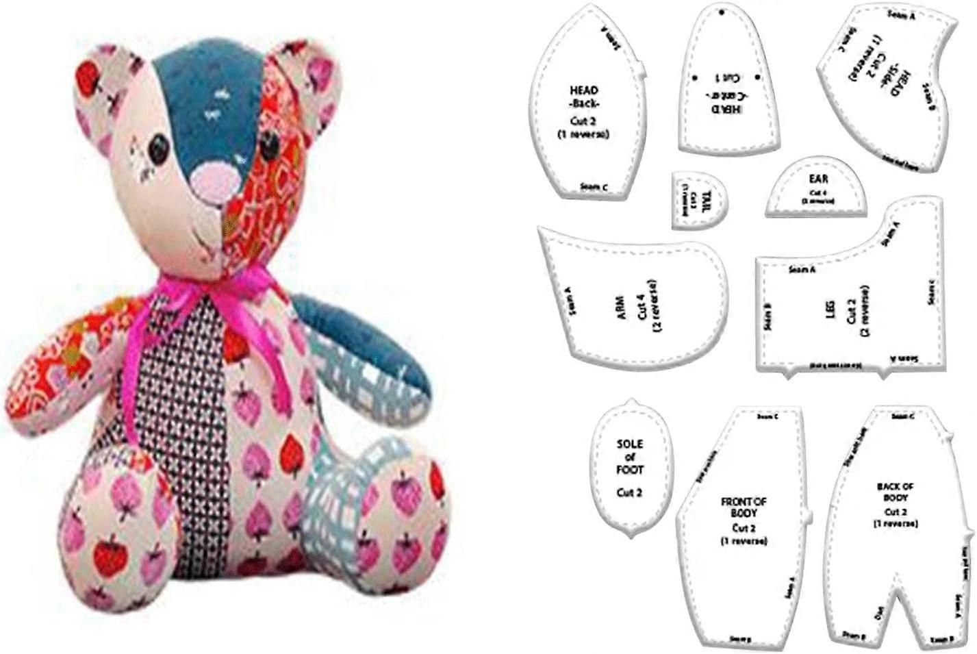 Memory Bear Sewing Pattern, Teddy Bear Patterns Sewing Memory Bear Template Ruler Set Acrylic Memory Bear Template Ruler Kit with Instructions DIY Sew