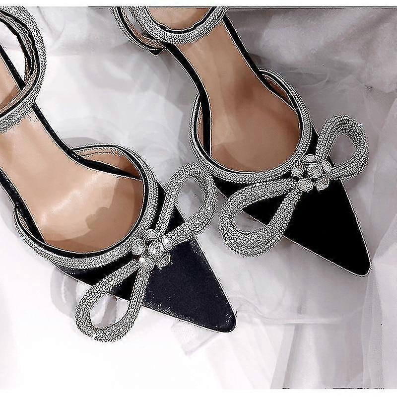 Rhinestone Bow Satin Heel