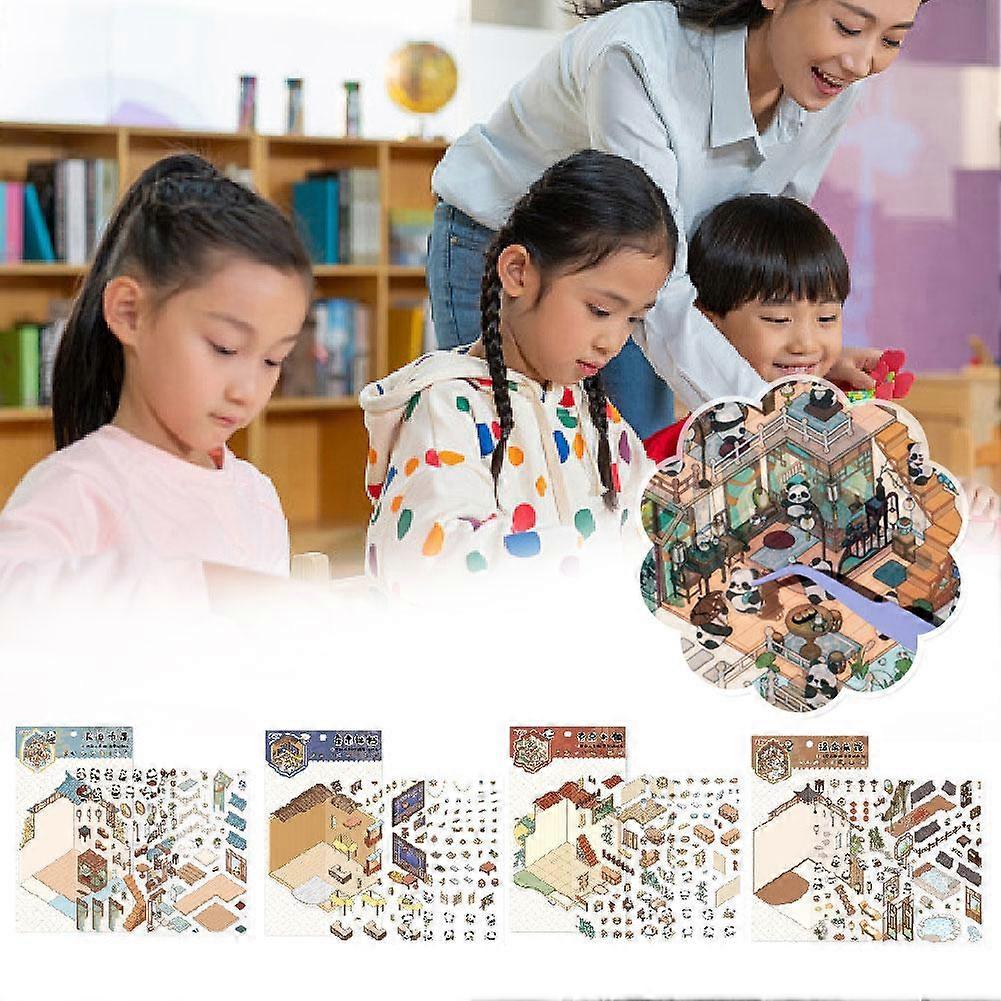 House Stickers Creative Miniature Scenes Visual 3D Stacking Three-dimensiona l