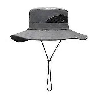 Men's Summer Wide Brim Sun Hat UV Protection Sunscreen Folding Hat (grey)