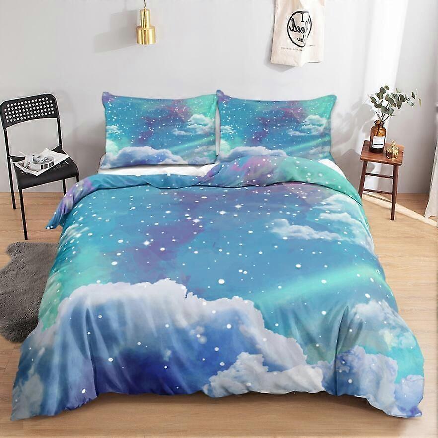 v458 Lençóis Cor Céu Nuvem Céu Estrelado Capa de Edredão Capa de Colcha Fronha Conjunto de Cama Conjunto de Cama de 3 Peças (1 Capa de Edredão + 2 Fronhas) y458
