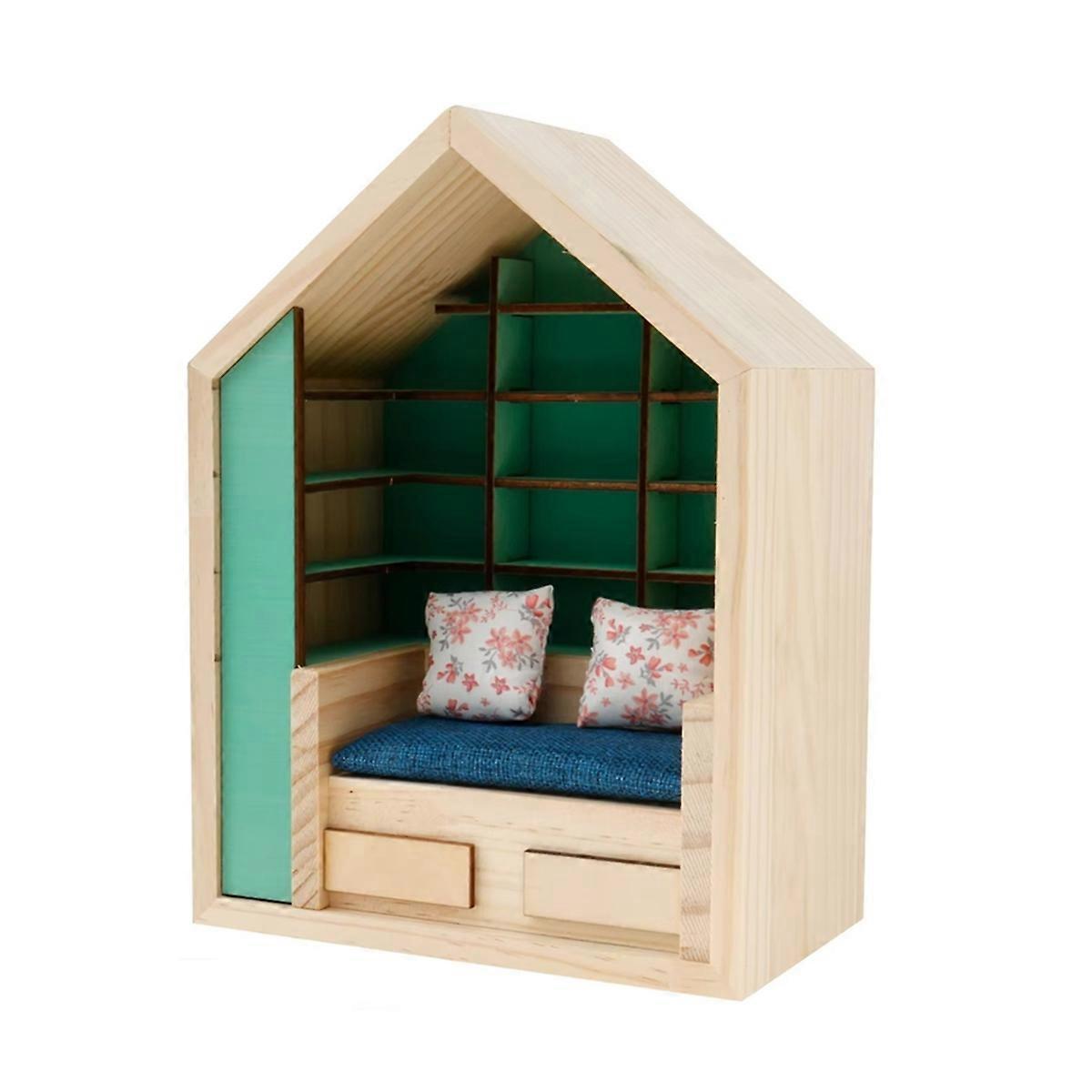Stress Relief Bookshelf Wood Mini Study Display Cabinet with Two Cushions Bookshelf Stress Relievin