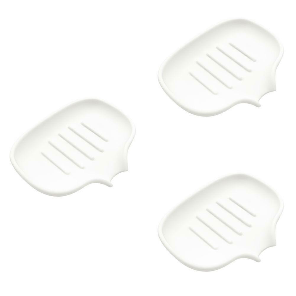 Self Draining Soap Dish, Quick Drain, Bathroom Soap Dish Silicone Soap Tray for Kitchen White