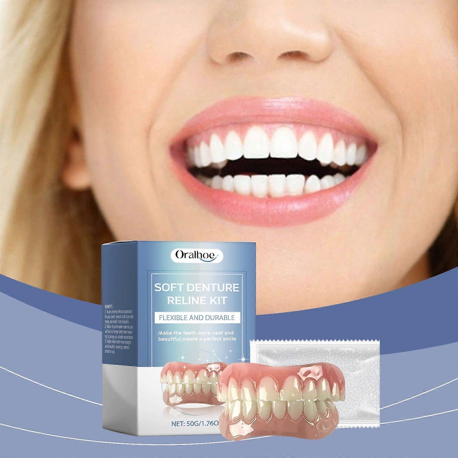 Soft Denture Reline Kit, Denture Repair Kit, Snap on Dentures Teeth Denture Top & Bottom Denture Soft Relining