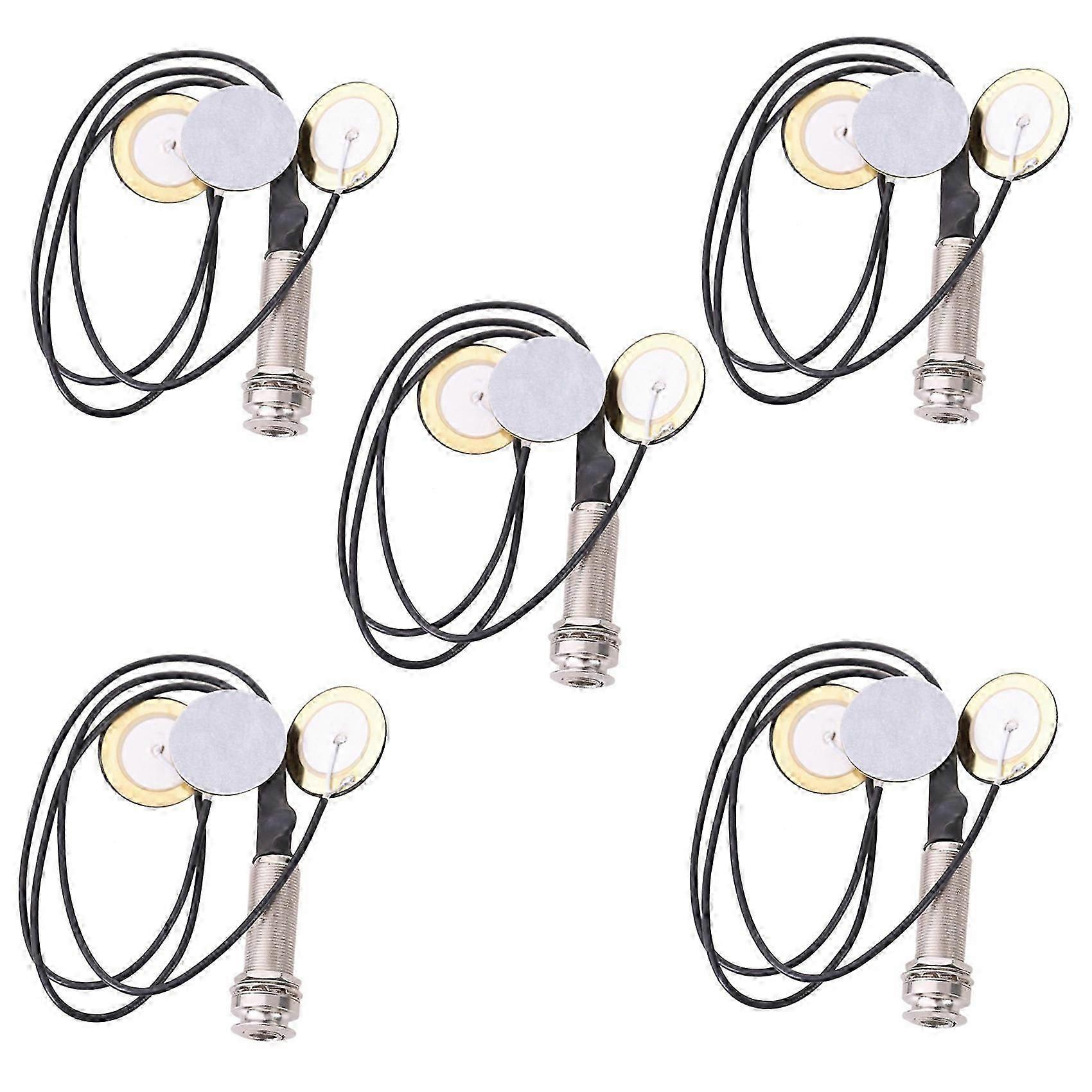 5X Piezo Contact Microphone 3 Transducer Pickups with End Pin Jack suitable for Kalimba