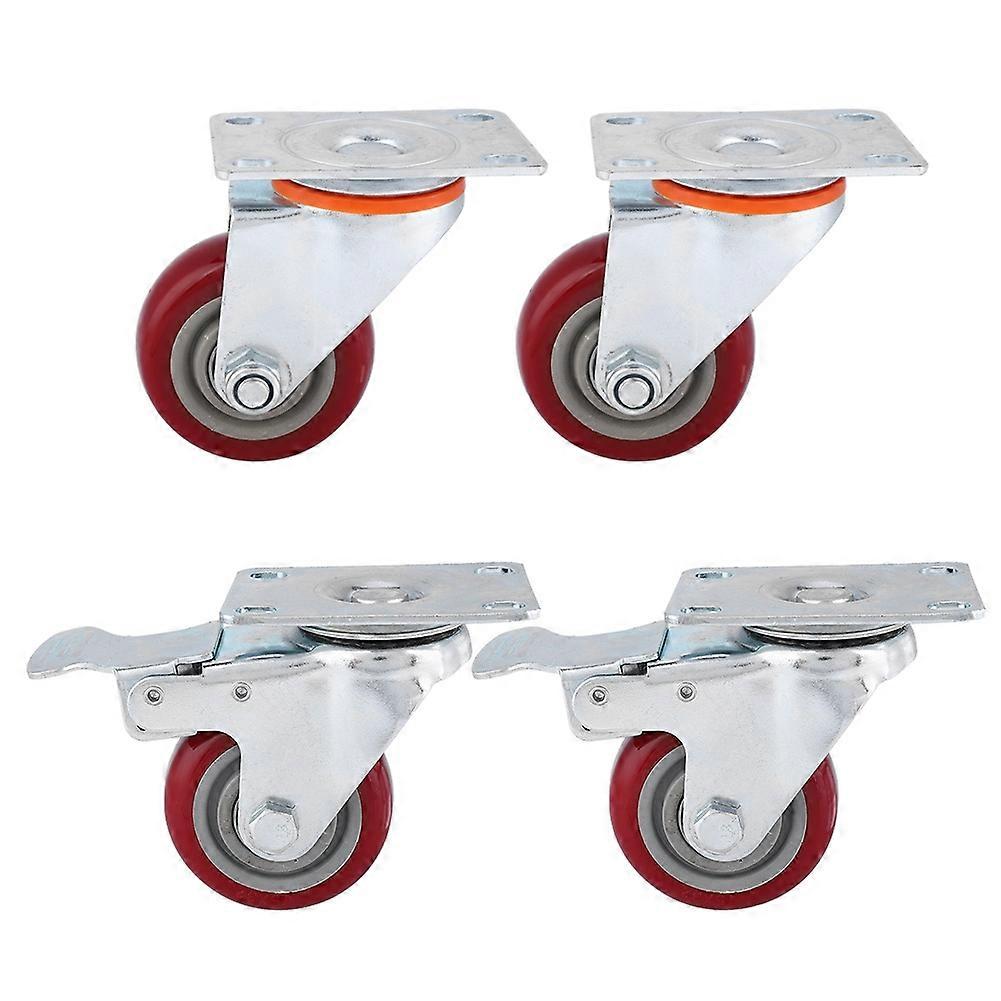 4 pcs Heavy Duty Caster Set 3" Swivel Wheels Red for Tool Carts/ Shopping Carts