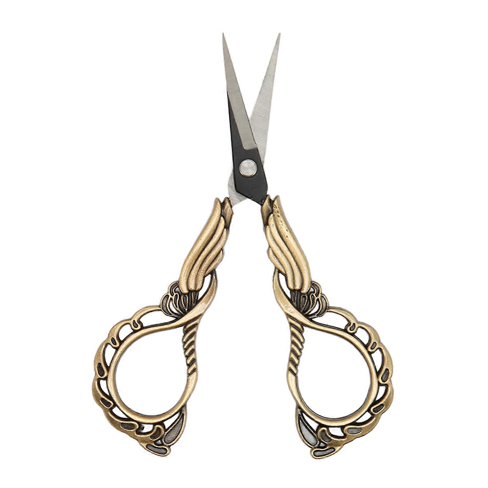 Embroidery Scissors Sharp Stainless Steel Retro Small Sewing Scissors with Pointed Tip for Household Paper Cutting Bronze