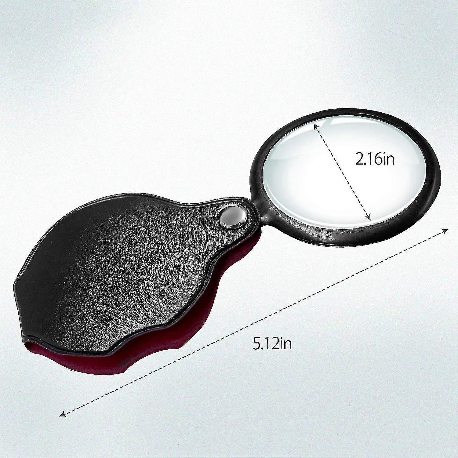 2pcs 10x Small Poet Magnify Glass Prum Folding Mini Magnifying Glass With Rotating Protective Leather Sheath, Apply To Reading, Science, Jewelry
