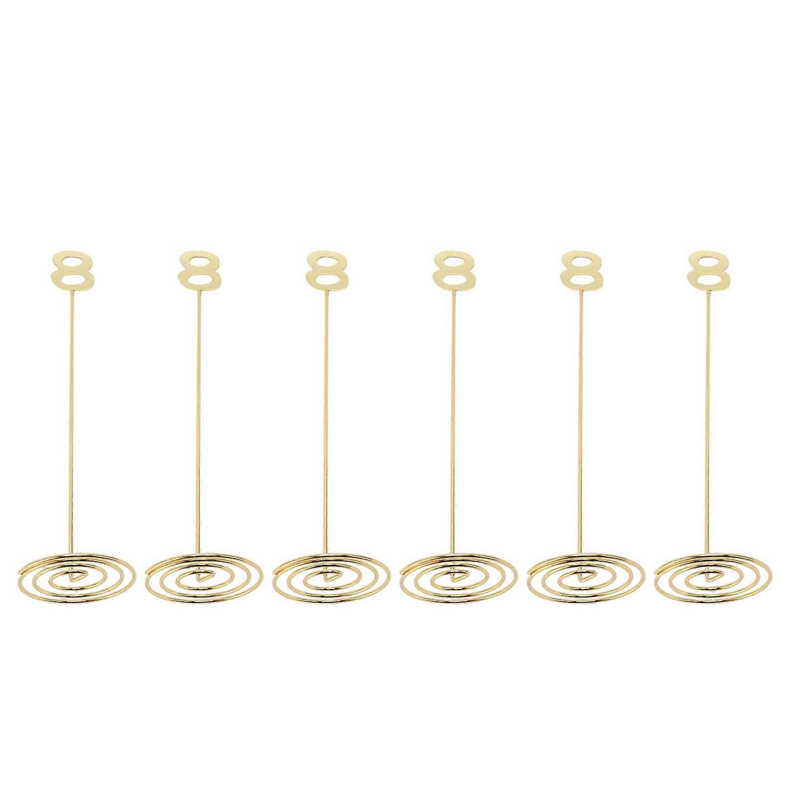 6pcs Metal Table Number Rust Proof Exquisite Tall Desk Number with Base for Banquet Wedding Reception 8
