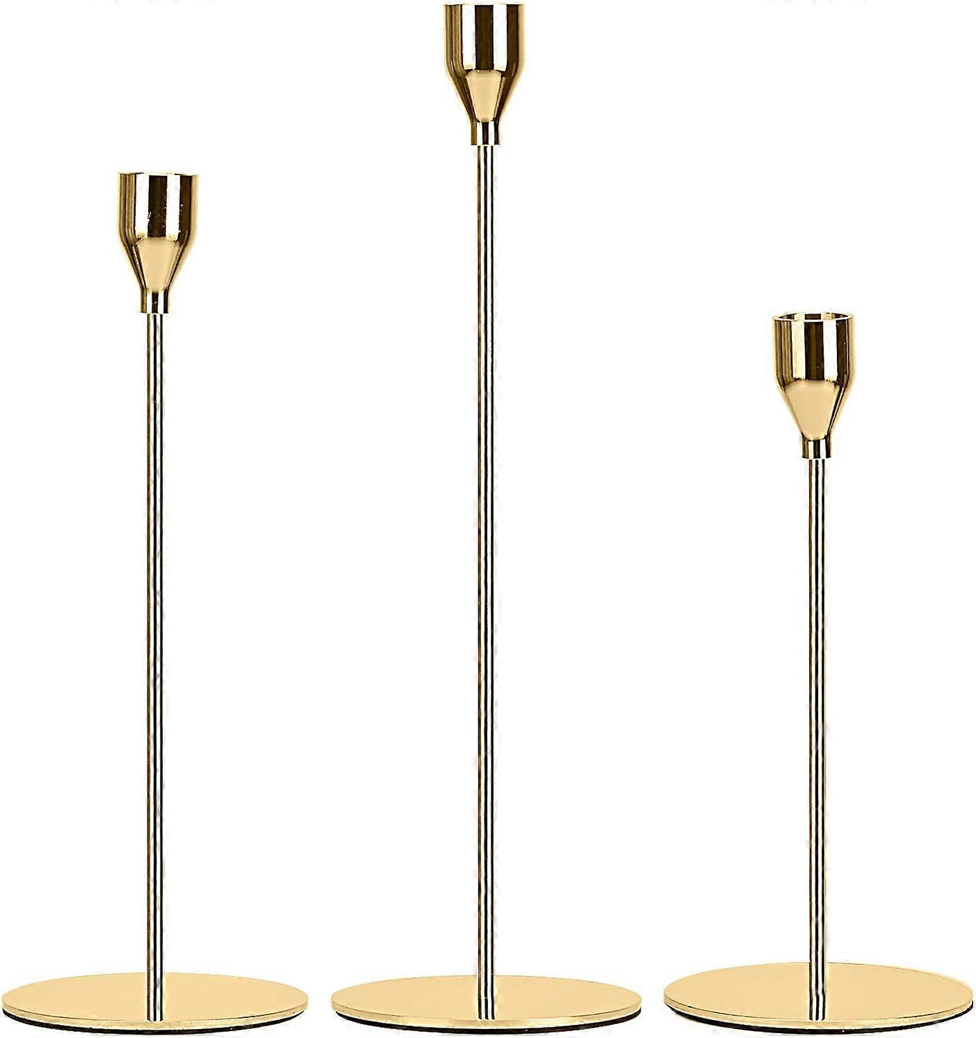 Candlesticks 3 pieces/set different sizes, table wedding candlesticks, candle holders, gold
