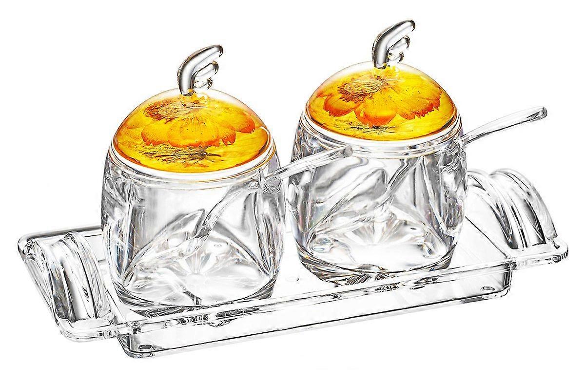 Premium Clear Acrylic Condiment Set for Kitchen Spices, 6-Piece Durable Storage Containers with Lids, Easy Clean