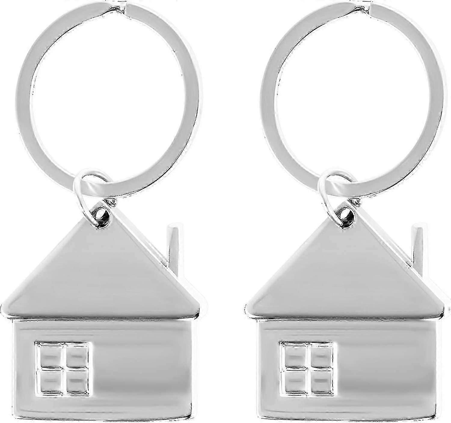 2 Stk Hus Nøkkelring, Kreativ Anheng Nøkkelring Sink Legering Hjem Hus Formet-Yvan