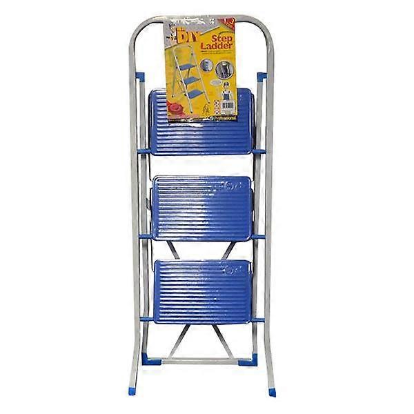 3 Tier Folding Step Ladder With Blue Treads