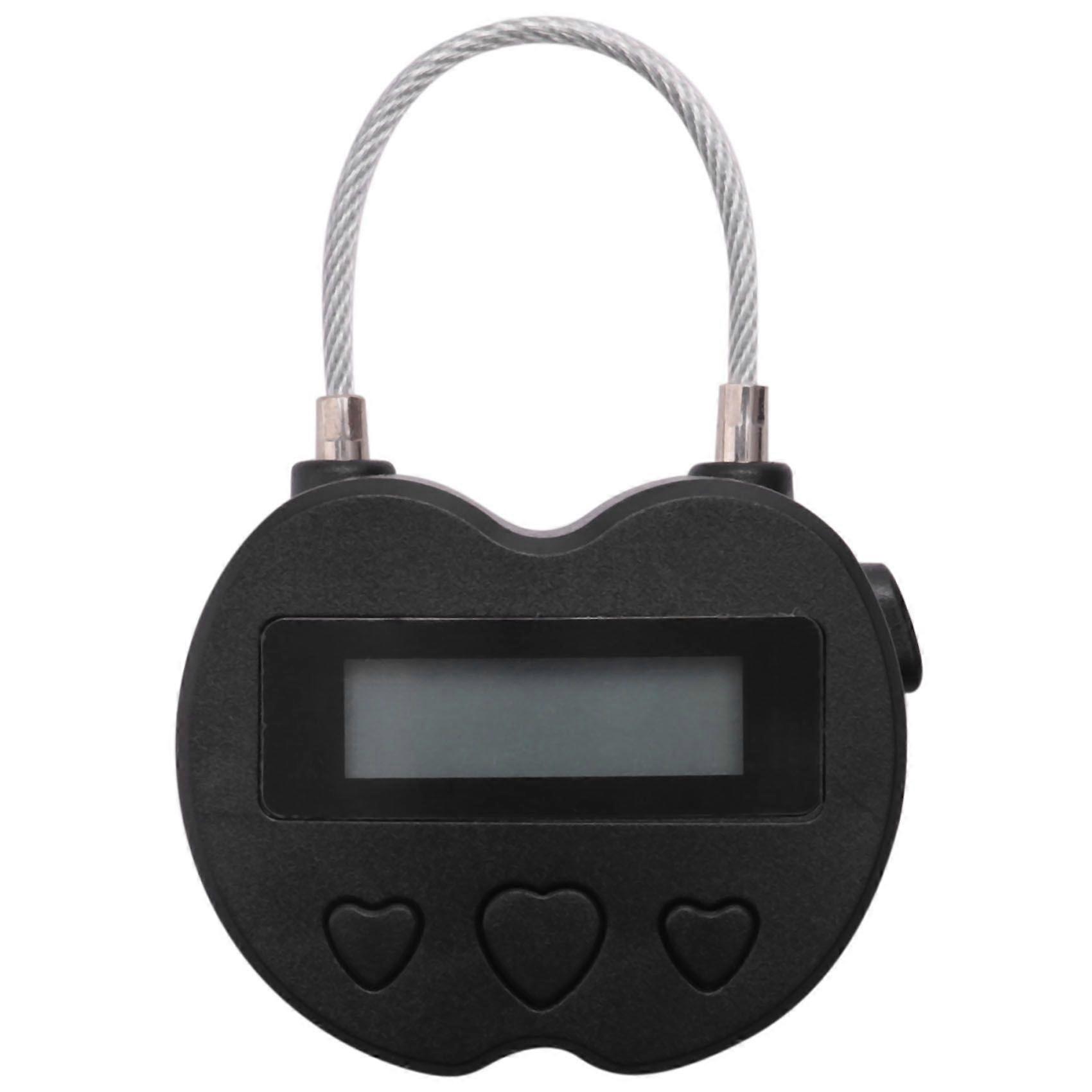 Smart Time Lock LCD Display Time Lock USB Rechargeable Temporary Timer Padlock Travel Electronic Timer Black