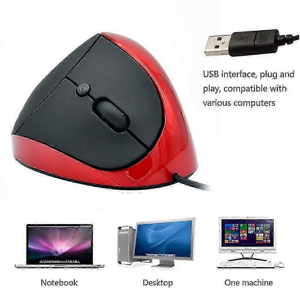 Wired Vertical Mouse, Small Ergonomic Mouse High Precision Optical Mice With Adjustable Sensitivity 800/1200 /1600 Dpi